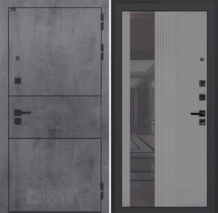 Входная дверь Лабиринт Инфинити (INFINITY) 32 - Зеркало тонированное Серый софт рельеф