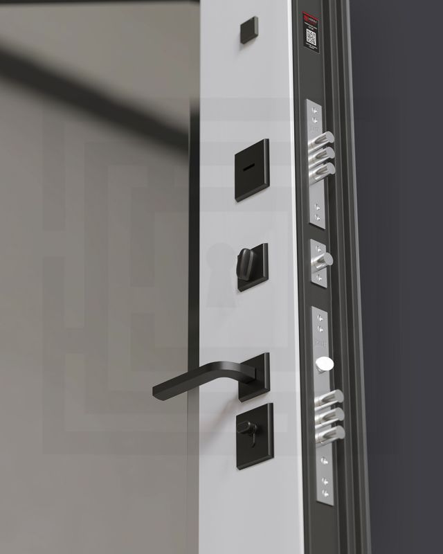 Входная дверь Лабиринт Карбон (CARBON) - Зеркало Панорама Белый софт