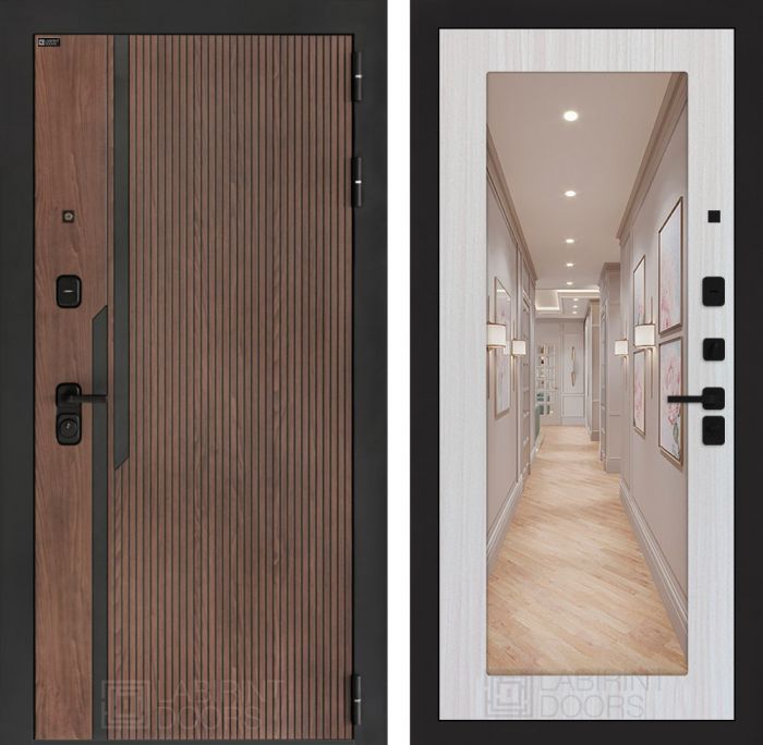 Входная дверь Лабиринт KARMINA с Зеркалом 18 – Сандал белый