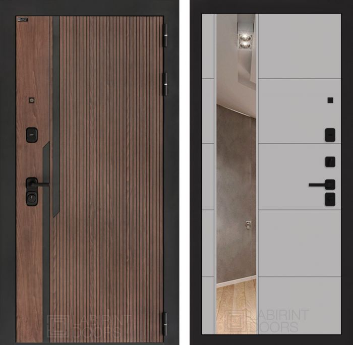 Входная дверь Лабиринт KARMINA с Зеркалом 19 – Грей софт