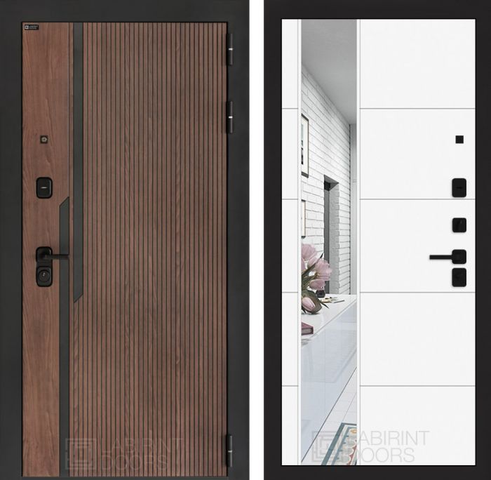 Входная дверь Лабиринт KARMINA с Зеркалом 19 – Белый софт