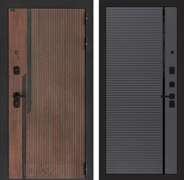 Входная дверь Лабиринт KARMINA 22 – Графит софт, черная вставка