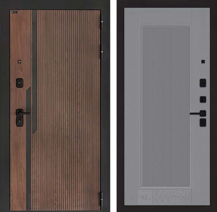 Входная дверь Лабиринт KARMINA 30 – Серый рельеф софт