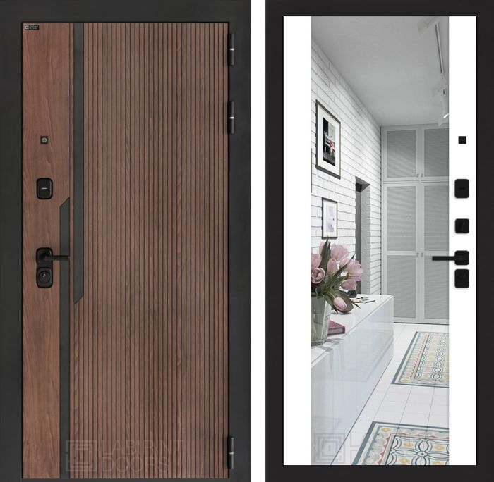 Входная дверь Лабиринт KARMINA с Зеркалом Максимум – Белый софт