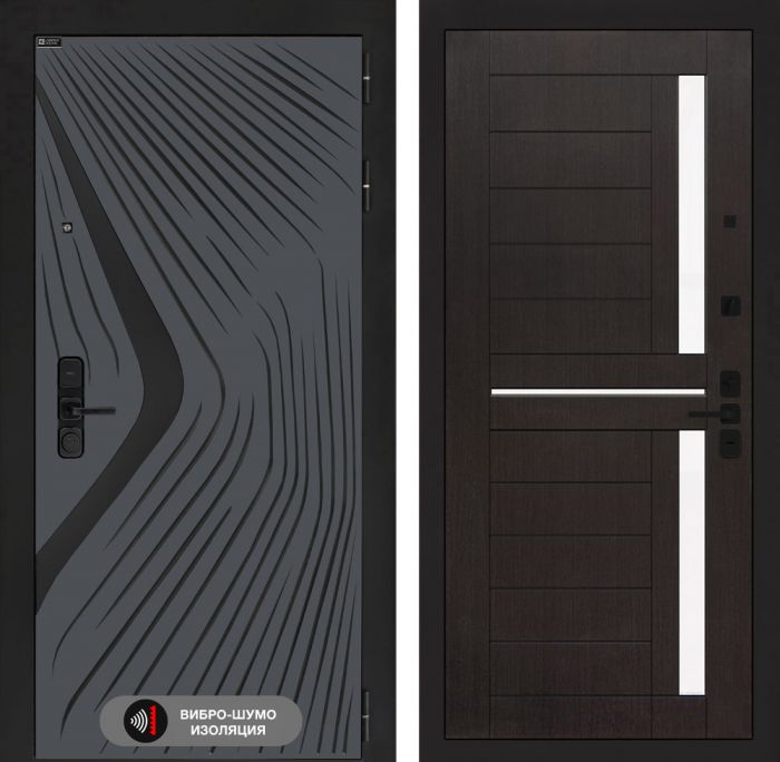 Входная дверь Лабиринт LEOLAB 02 – Венге, стекло белое