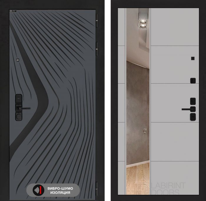 Входная дверь Лабиринт LEOLAB с зеркалом 19 – Грей софт
