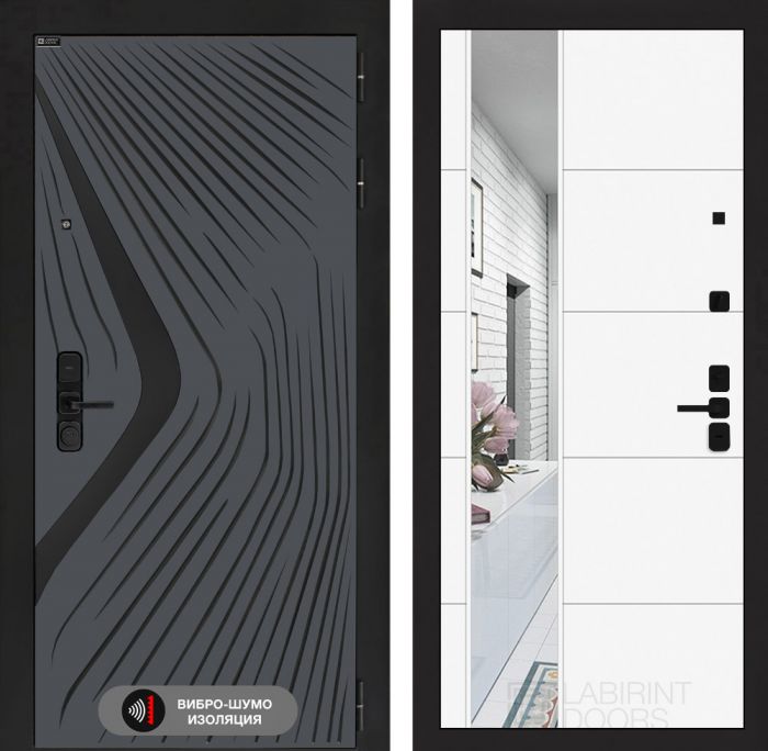 Входная дверь Лабиринт LEOLAB с зеркалом 19 – Белый софт