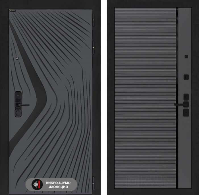 Входная дверь Лабиринт LEOLAB 22 – Графит софт, черная вставка