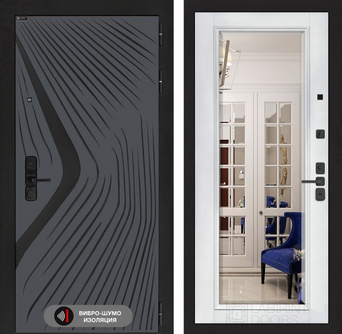 Входная дверь Лабиринт LEOLAB с Зеркалом Фацет – Белый софт