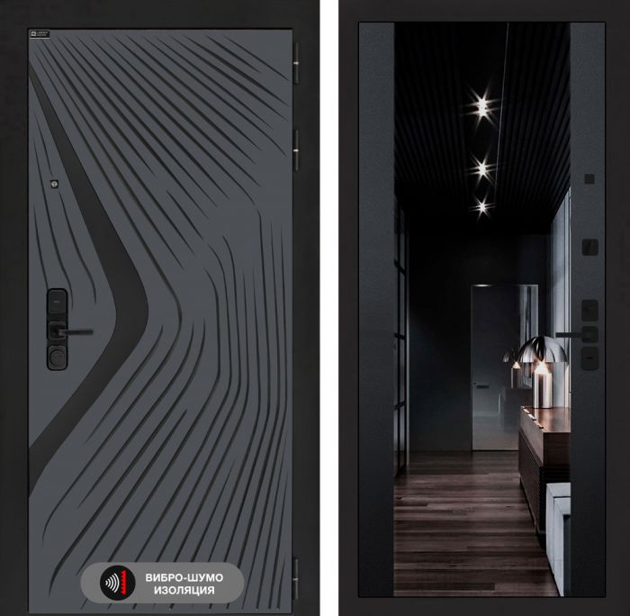 Входная дверь Лабиринт LEOLAB с Зеркалом тонированным Максимум – Черный кварц