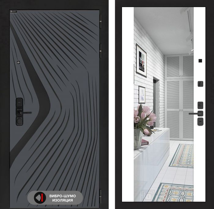 Входная дверь Лабиринт LEOLAB с Зеркалом Максимум – Белый софт