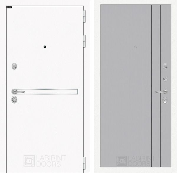 Входная дверь Лабиринт Лайн WHITE 10 - Серый рельеф софт