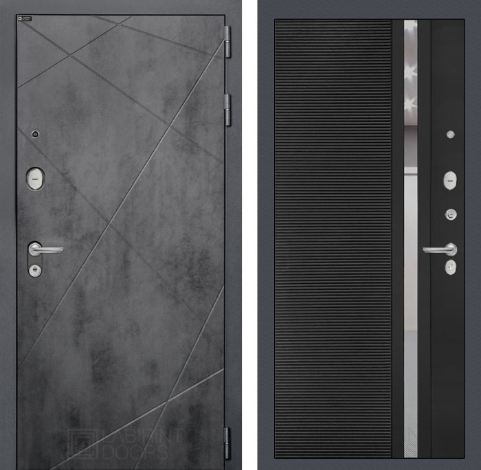 Входная дверь Лабиринт Лофт (LOFT) 31 - Черный кварц зеркальная вставка с тонировкой