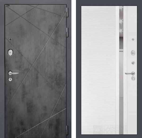 Входная дверь Лабиринт Лофт (LOFT) 31 - Белый софт зеркальная вставка с тонировкой