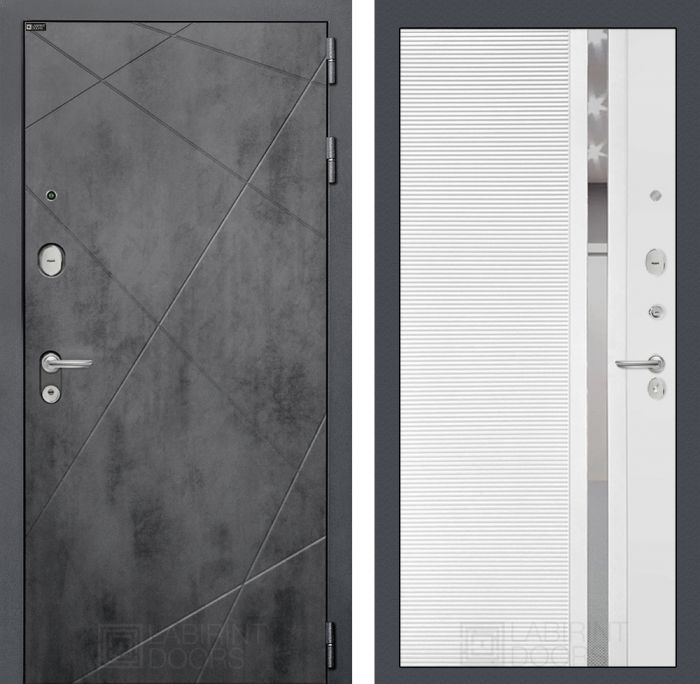 Входная дверь Лабиринт Лофт (LOFT) 31 - Белый софт зеркальная вставка с тонировкой