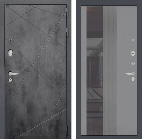 Входная дверь Лабиринт Лофт (LOFT) 32 - Зеркало тонированное Серый софт рельеф