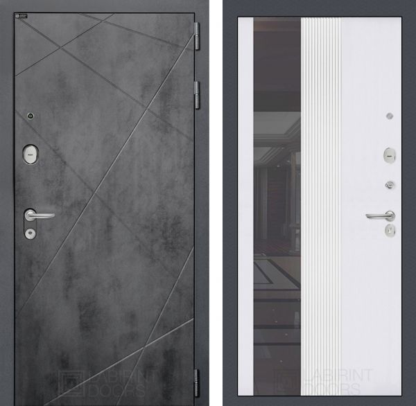 Входная дверь Лабиринт Лофт (LOFT) 32 - Зеркало тонированное Белый софт рельеф