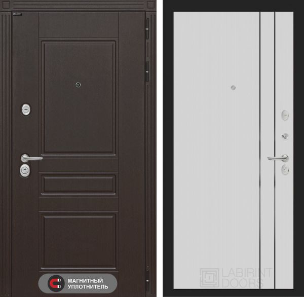 Входная дверь Лабиринт Мегаполис 10 - Белый рельеф софт