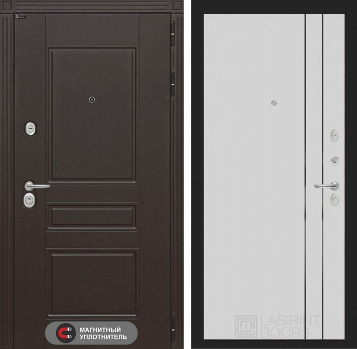 Входная дверь Лабиринт Мегаполис 10 - Белый рельеф софт