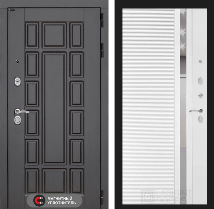 Входная дверь Лабиринт Нью-Йорк 31 - Белый софт зеркальная вставка с тонировкой