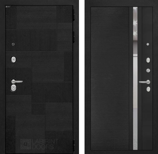 Входная дверь Лабиринт Пазл (PAZL) 31 - Черный кварц зеркальная вставка с тонировкой