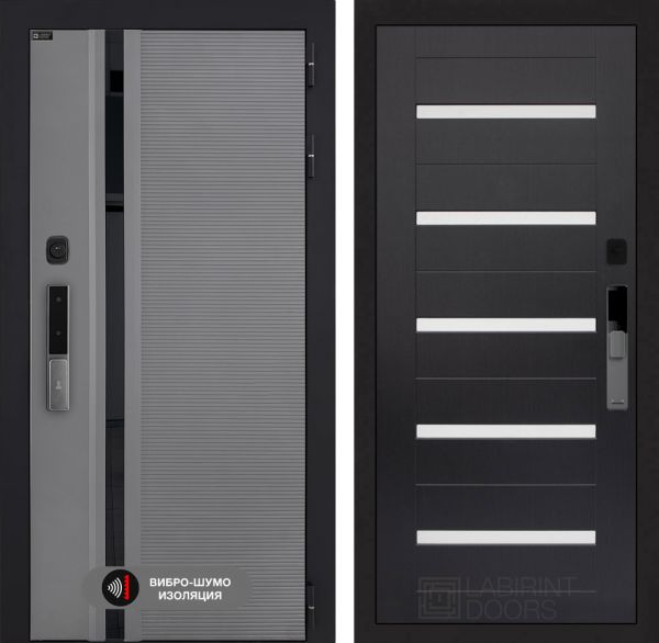 Входная дверь Лабиринт Пиано Смарт 2.0 - 01 Венге, стекло белое