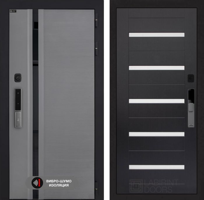 Входная дверь Лабиринт Пиано Смарт 2.0 - 01 Венге, стекло белое