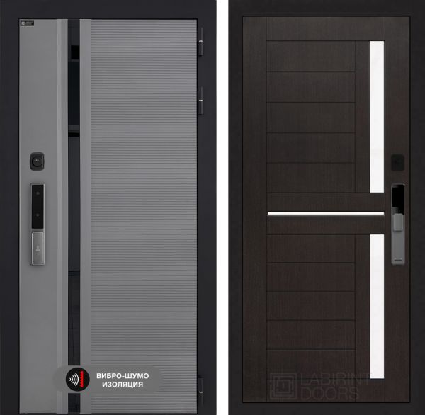 Входная дверь Лабиринт Пиано Смарт 2.0 - 02 Венге, стекло белое