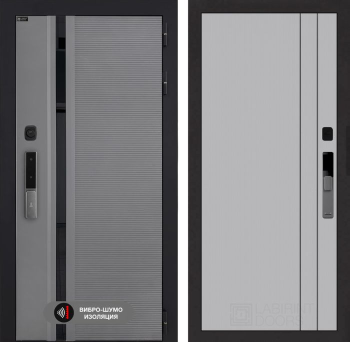 Входная дверь Лабиринт Пиано Смарт 2.0 - 10 Серый рельеф софт