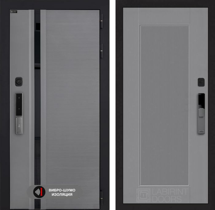 Входная дверь Лабиринт Пиано Смарт 2.0 - 30 Серый рельеф софт