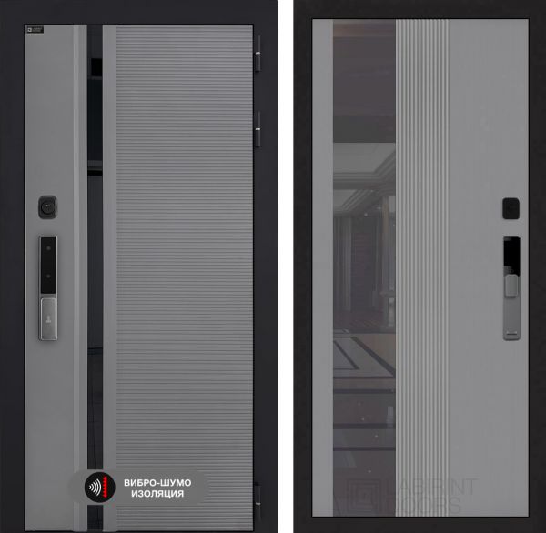 Входная дверь Лабиринт Пиано Смарт 2.0 - 32 тонированным Серый рельеф софт