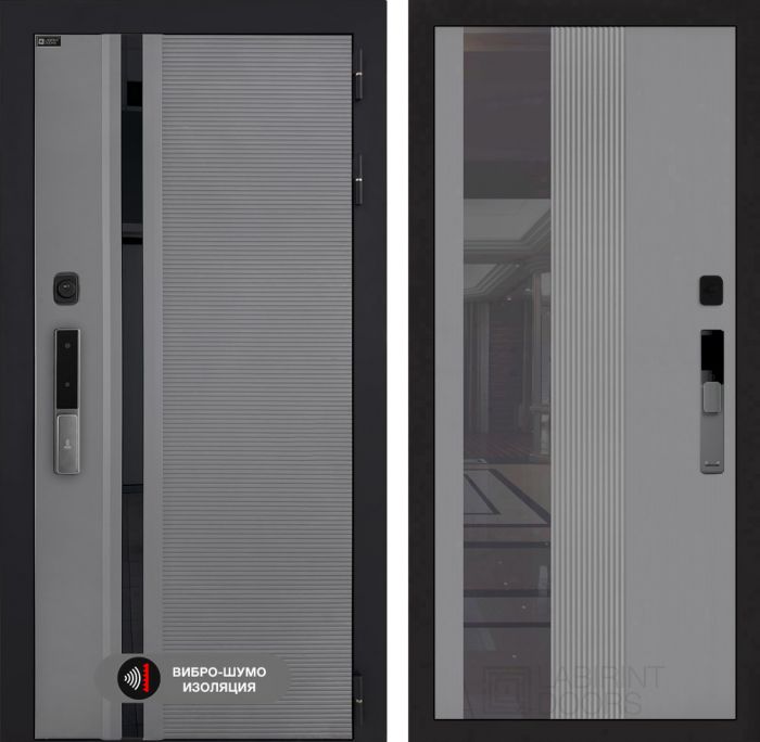 Входная дверь Лабиринт Пиано Смарт 2.0 - 32 тонированным Серый рельеф софт