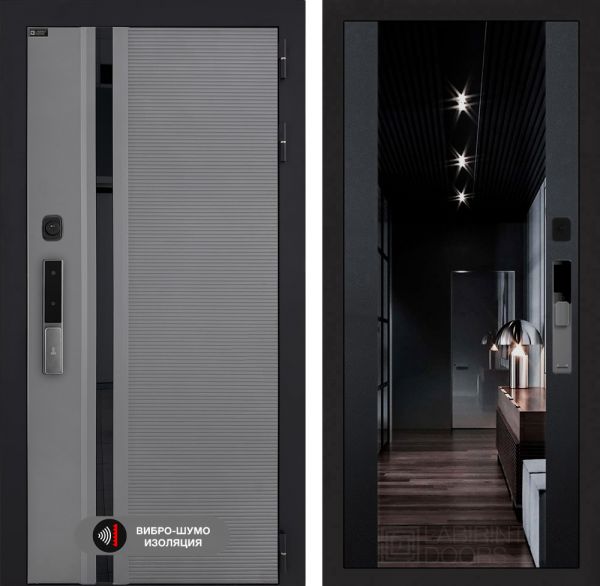 Входная дверь Лабиринт Пиано Смарт 2.0 - с зеркалом Максимум Черный кварц