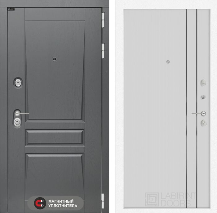 Входная дверь Лабиринт Платинум 10 - Белый рельеф софт