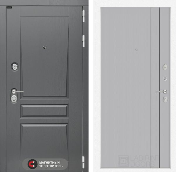 Входная дверь Лабиринт Платинум 10 - Серый рельеф софт