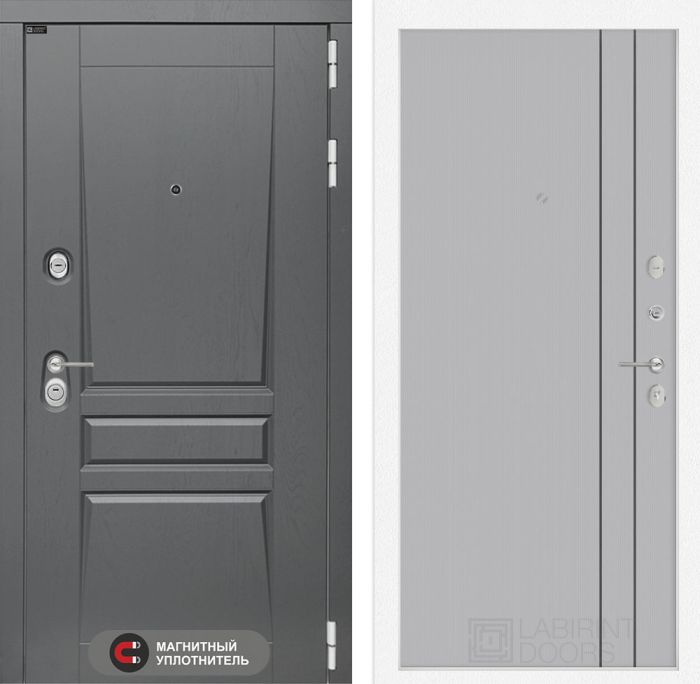 Входная дверь Лабиринт Платинум 10 - Серый рельеф софт