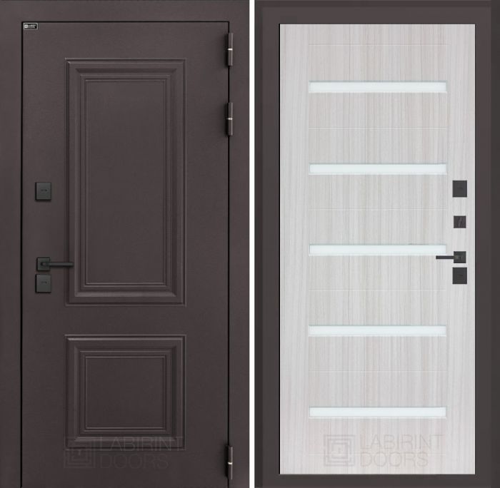 Входная дверь Лабиринт Полярис лайт 01 – Сандал белый со стеклом