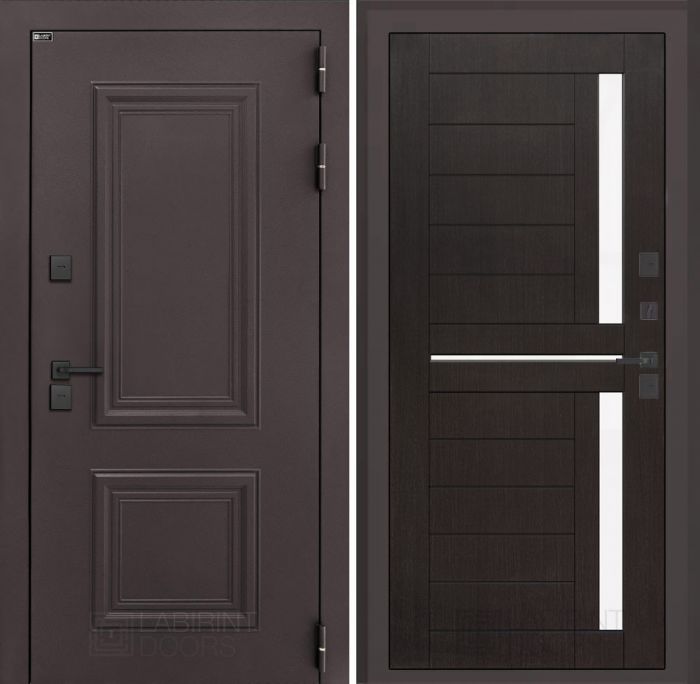 Входная дверь Лабиринт Полярис лайт 02 – Венге, стекло белое