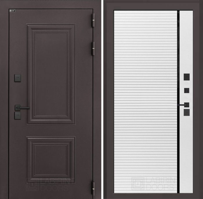 Входная дверь Лабиринт Полярис лайт 22 – Белый софт с молдингом