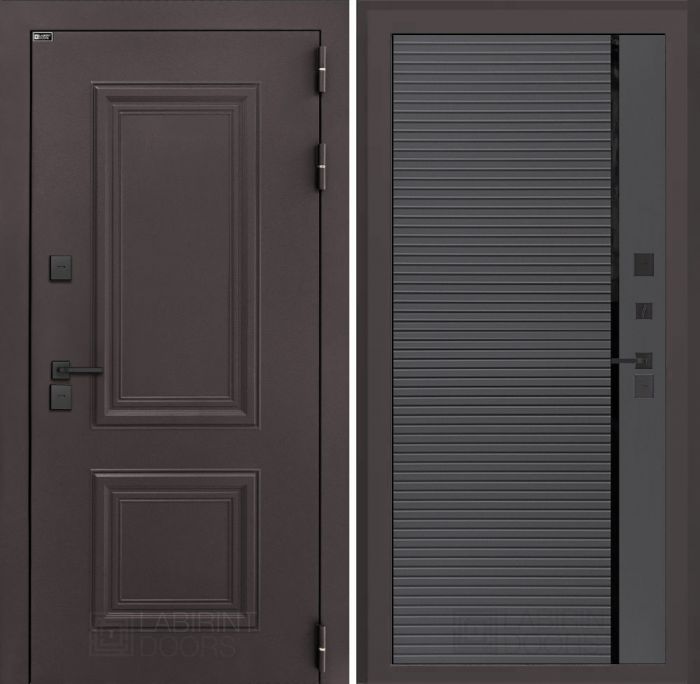 Входная дверь Лабиринт Полярис лайт 22 – Графит софт с молдингом