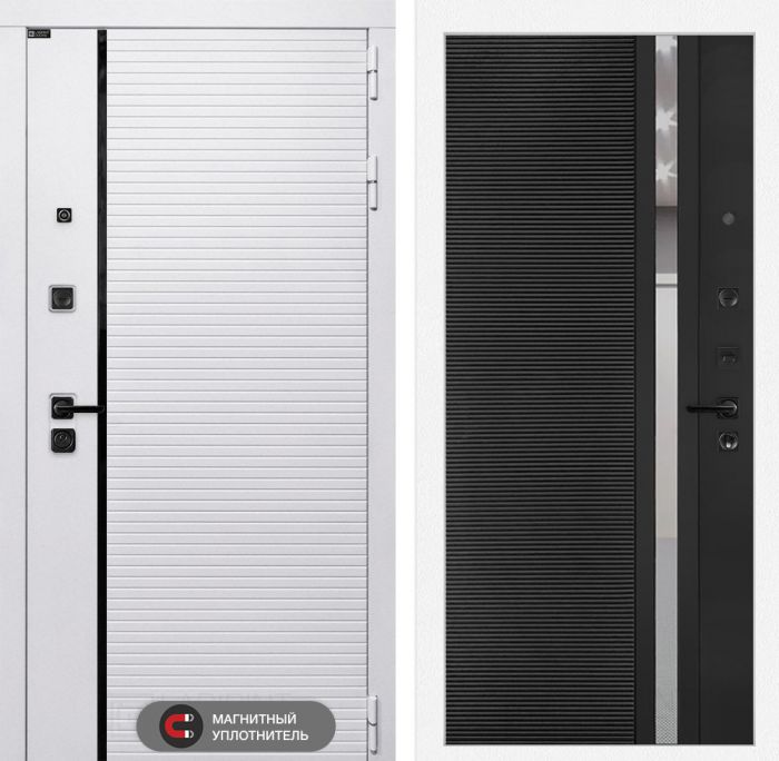 Входная дверь Лабиринт Роял (ROYAL) 31 - Черный кварц зеркальная вставка с тонировкой