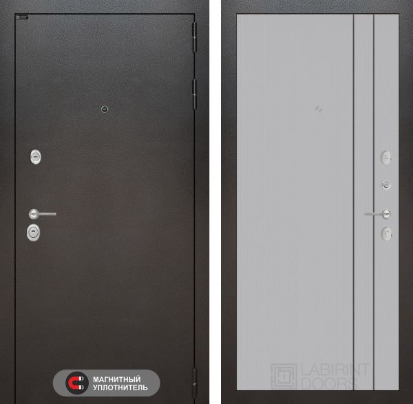 Входная дверь Лабиринт SILVER 10 - Серый рельеф софт