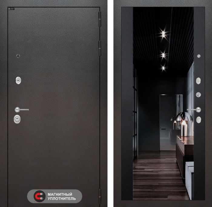 Входная дверь Лабиринт SILVER - Черный кварц Зеркало Максимум с тонировкой