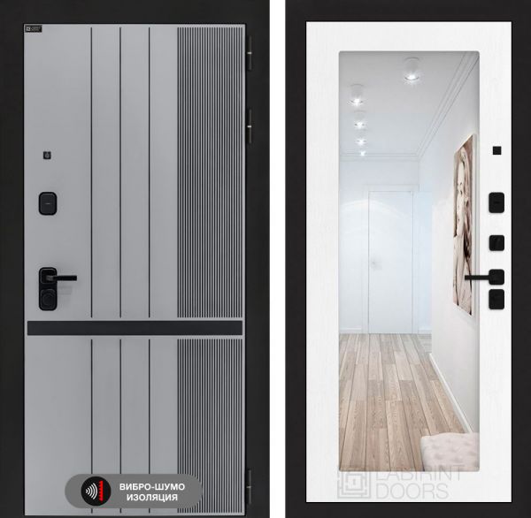 Входная дверь Лабиринт SKYLAB с Зеркалом 18 – Белое дерево