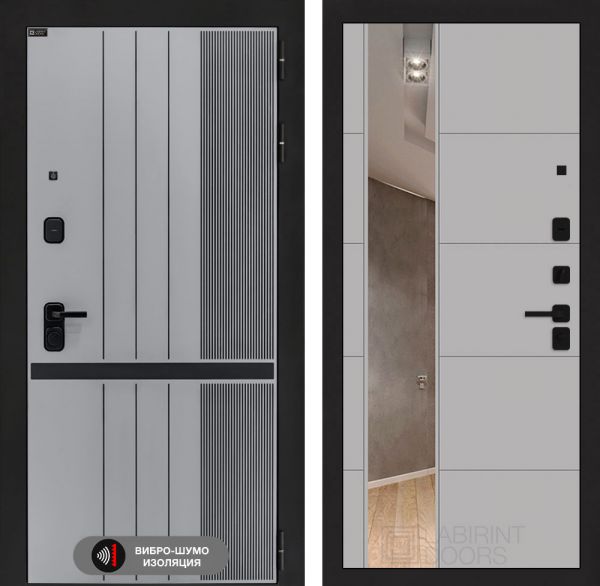 Входная дверь Лабиринт SKYLAB с зеркалом 19 – Грей софт