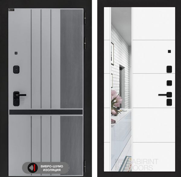 Входная дверь Лабиринт SKYLAB с зеркалом 19 – Белый софт
