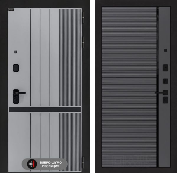 Входная дверь Лабиринт SKYLAB 22 – Графит софт, черная вставка