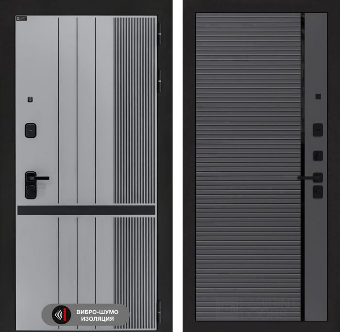 Входная дверь Лабиринт SKYLAB 22 – Графит софт, черная вставка
