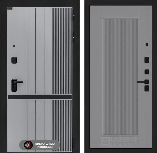 Входная дверь Лабиринт SKYLAB 30 – Серый рельеф софт