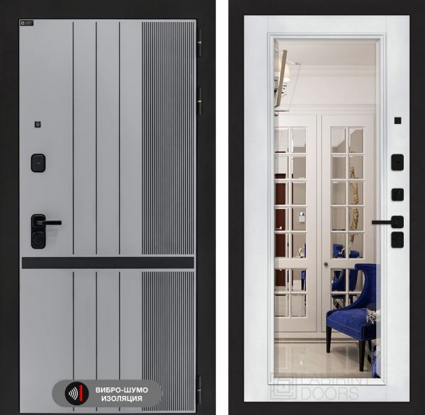 Входная дверь Лабиринт SKYLAB с Зеркалом Фацет – Белый софт